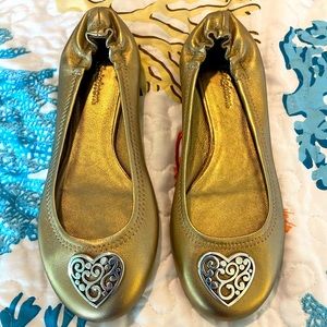 Brighton Heart Leather Ballet Flat Shoes Gold
